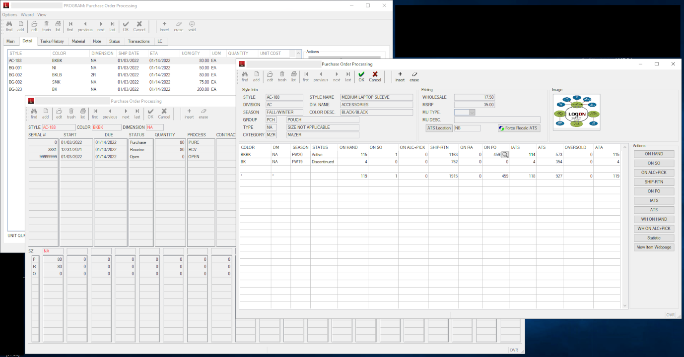 Finished Goods Purchase Order Processing (PC)