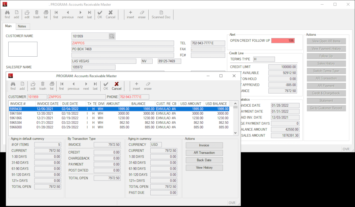 Accounts Receivable Console (PC)